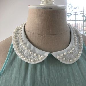H & M sheer shirt with beaded collar